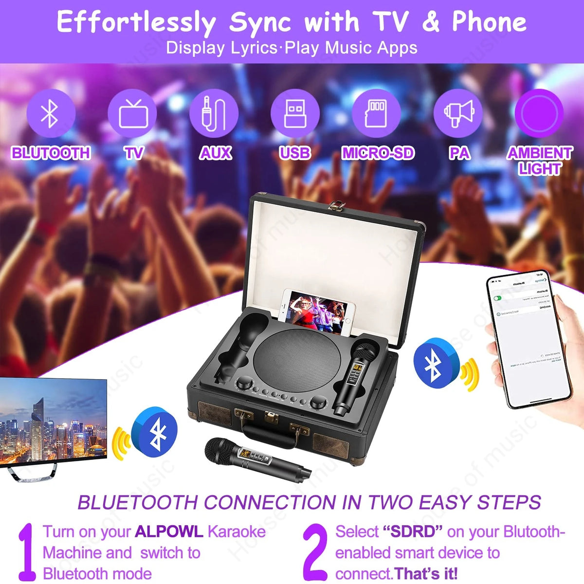 Portable Bluetooth Suitcase Speaker for Home and Outdoor Karaoke