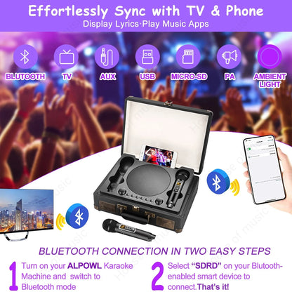 Portable Bluetooth Suitcase Speaker for Home and Outdoor Karaoke
