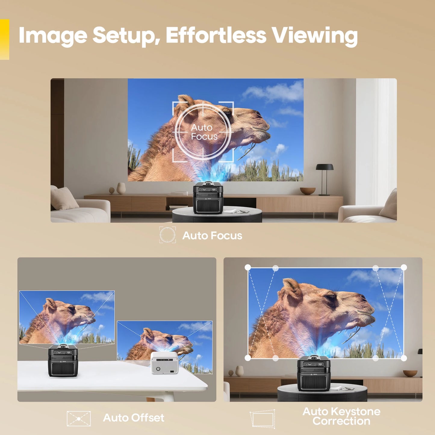 Portable Ultra Short Throw Projector 8K 1080p Auto Focus