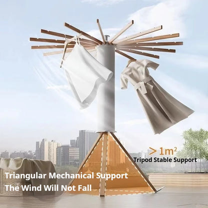 Portable Black Tripod Clothes Drying Rack Floor Standing Swivel Arms