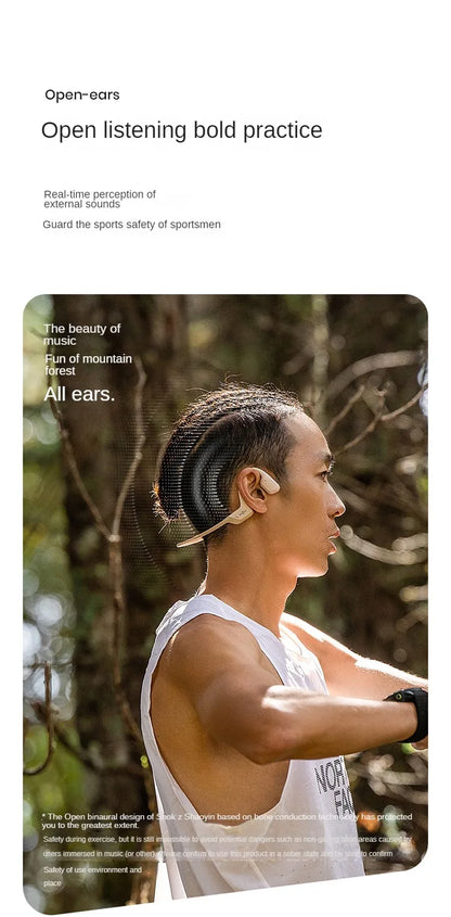 Orange Bone Conduction Bluetooth 5.1 Waterproof Sports Headphones