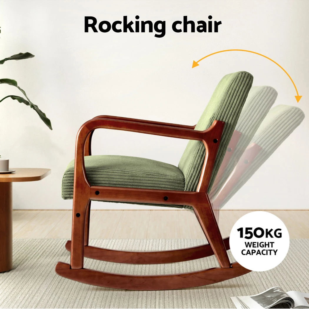 Modern Rocking Armchair with Corduroy Upholstery