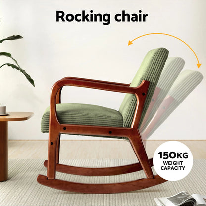 Modern Rocking Armchair with Corduroy Upholstery