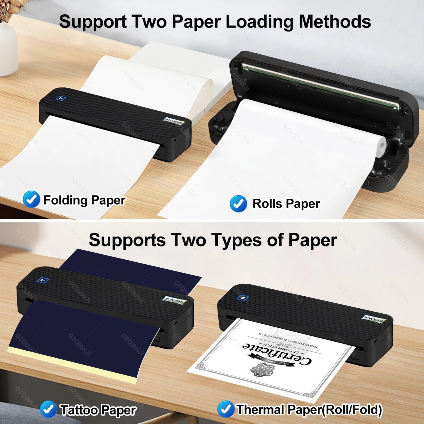 Portable A4 Thermal Printer 300dpi Bluetooth Document Printer