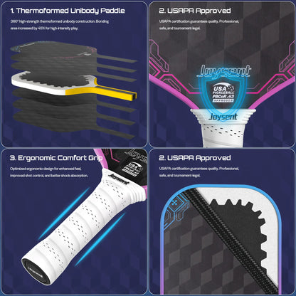 USAPA Pickleball Paddle 18K Raw Carbon Fiber 14mm Thermoformed