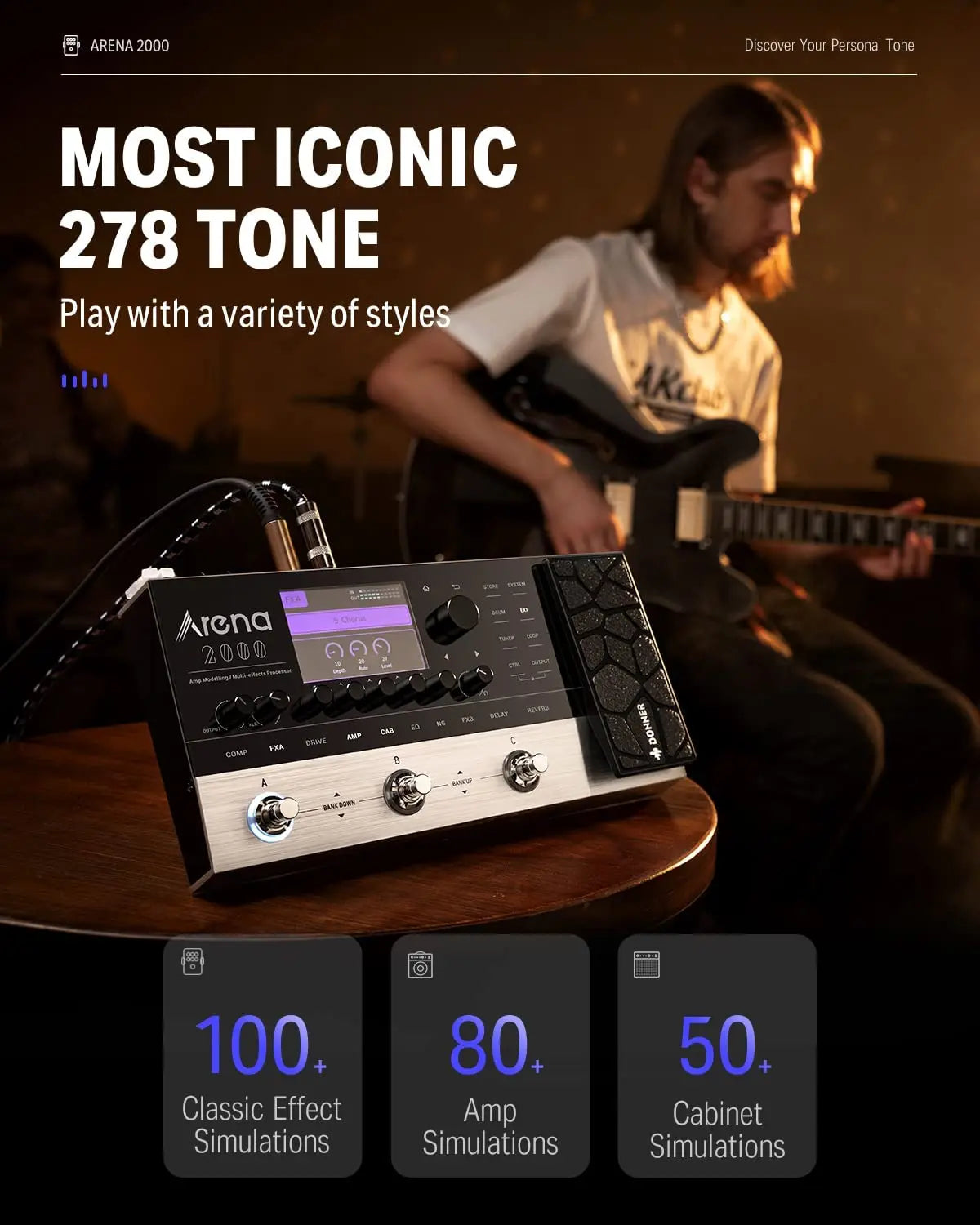2000 Guitar Effects Pedal with Amp Modeling and MIDI