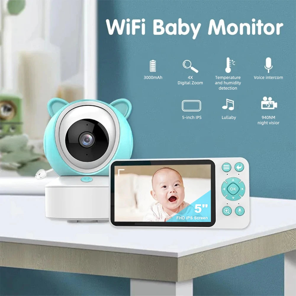 Smart WiFi Baby Monitor 1080P PTZ with 5-Inch Screen