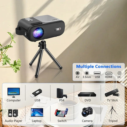 Portable 12000 Lumens Full HD Projector for Home and Outdoor