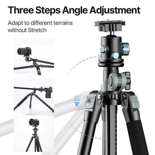 Extendable Professional Aluminum Camera Tripod 360 Degree Rotation