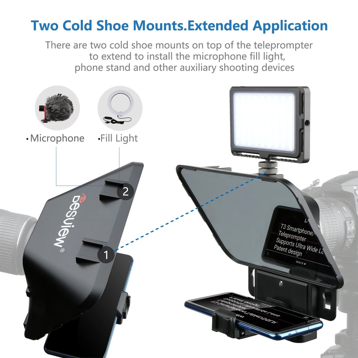 Portable Teleprompter with Glass Screen and Remote 11 Inch
