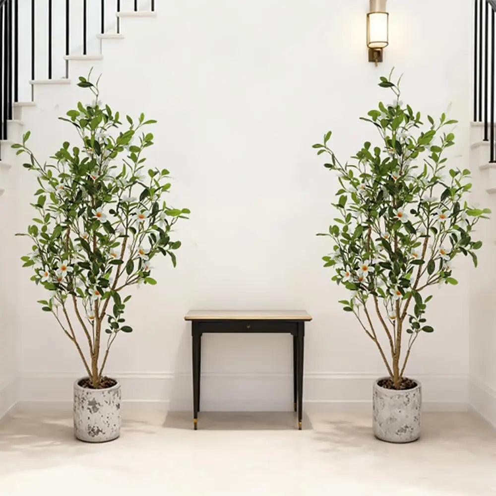 2-Pack 120cm White Faux Myrtle Trees for Home Decor