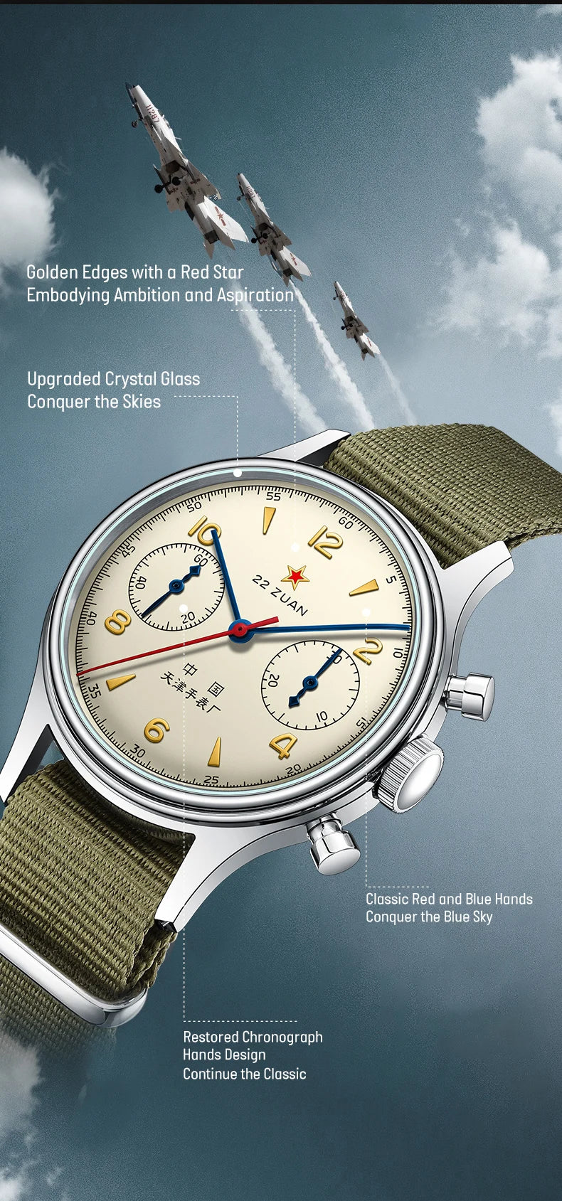 Retro Mechanical Aviation Watch 1963 Canvas Edition