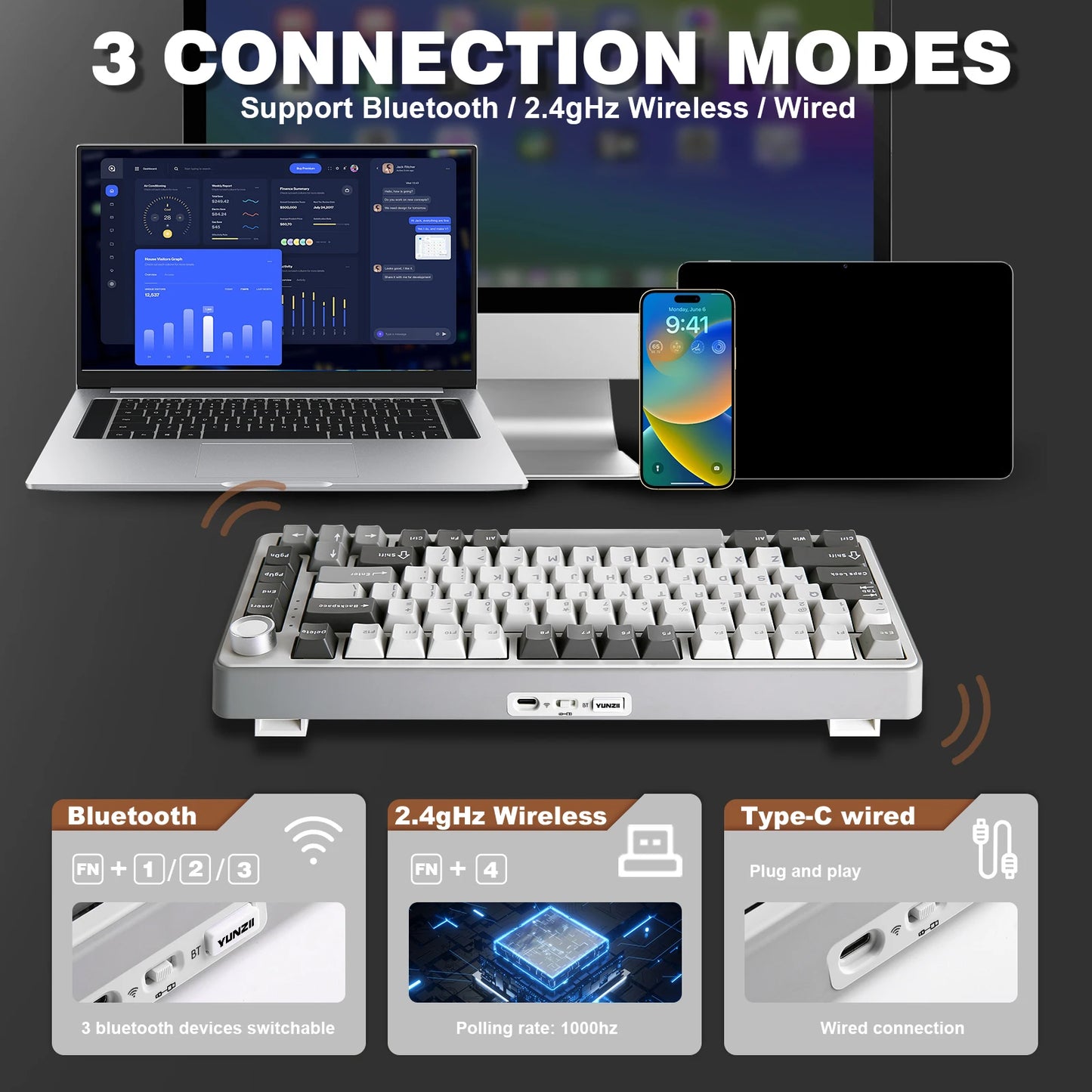 75% Wireless Mechanical Keyboard RGB Hot Swap Cocoa Cream V2