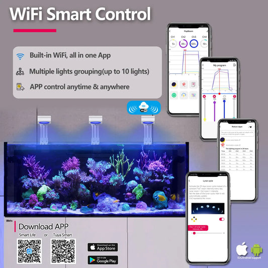 Smart WiFi Marine Aquarium Light 30–50cm Full Spectrum LED