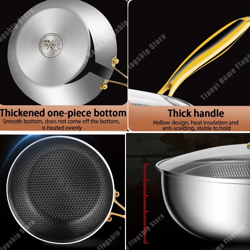 28cm 316 Stainless Steel Honeycomb Non-Stick Frying Pan