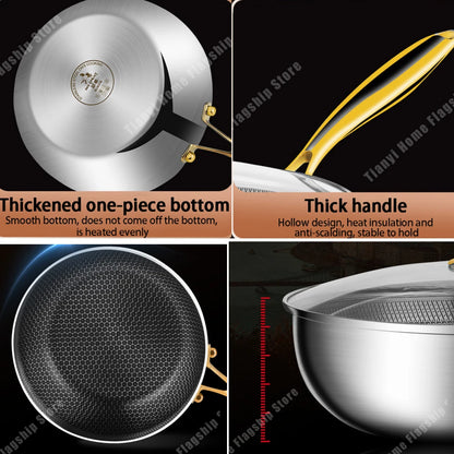 28cm 316 Stainless Steel Honeycomb Non-Stick Frying Pan