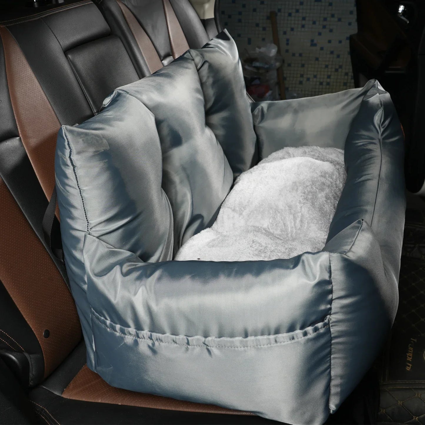 Light Grey Pet Car Seat Bed Travel Carrier