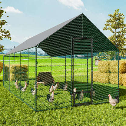 Large Outdoor Walk-In Chicken Coop with Roof Cover