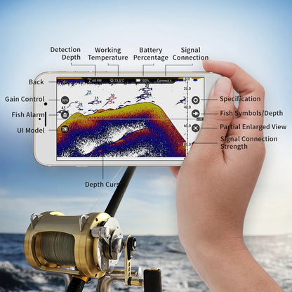 Smart Sonar Fish Finder 40M Depth Rechargeable Sensor