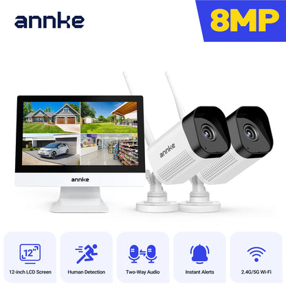 8MP Dual Camera WiFi Security System with Night Vision