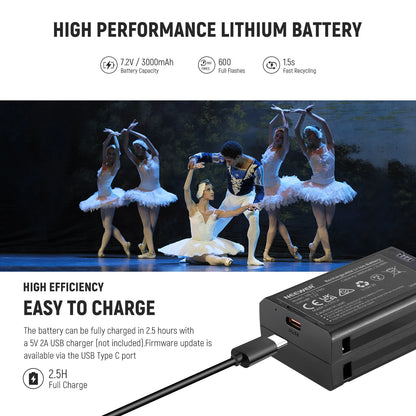 2.4G Wireless TTL Flash with 3000mAh Battery Nikon