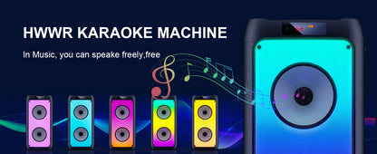 Portable Bluetooth Karaoke Speaker with Dual Microphones & LED Lights
