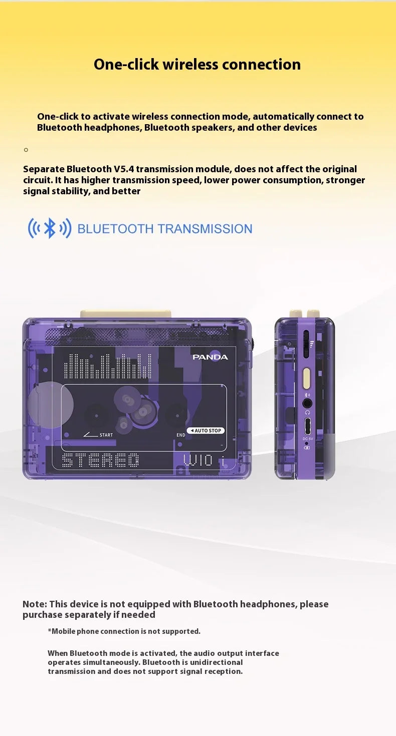 Portable Retro Cassette Player Dual Stereo Yellow