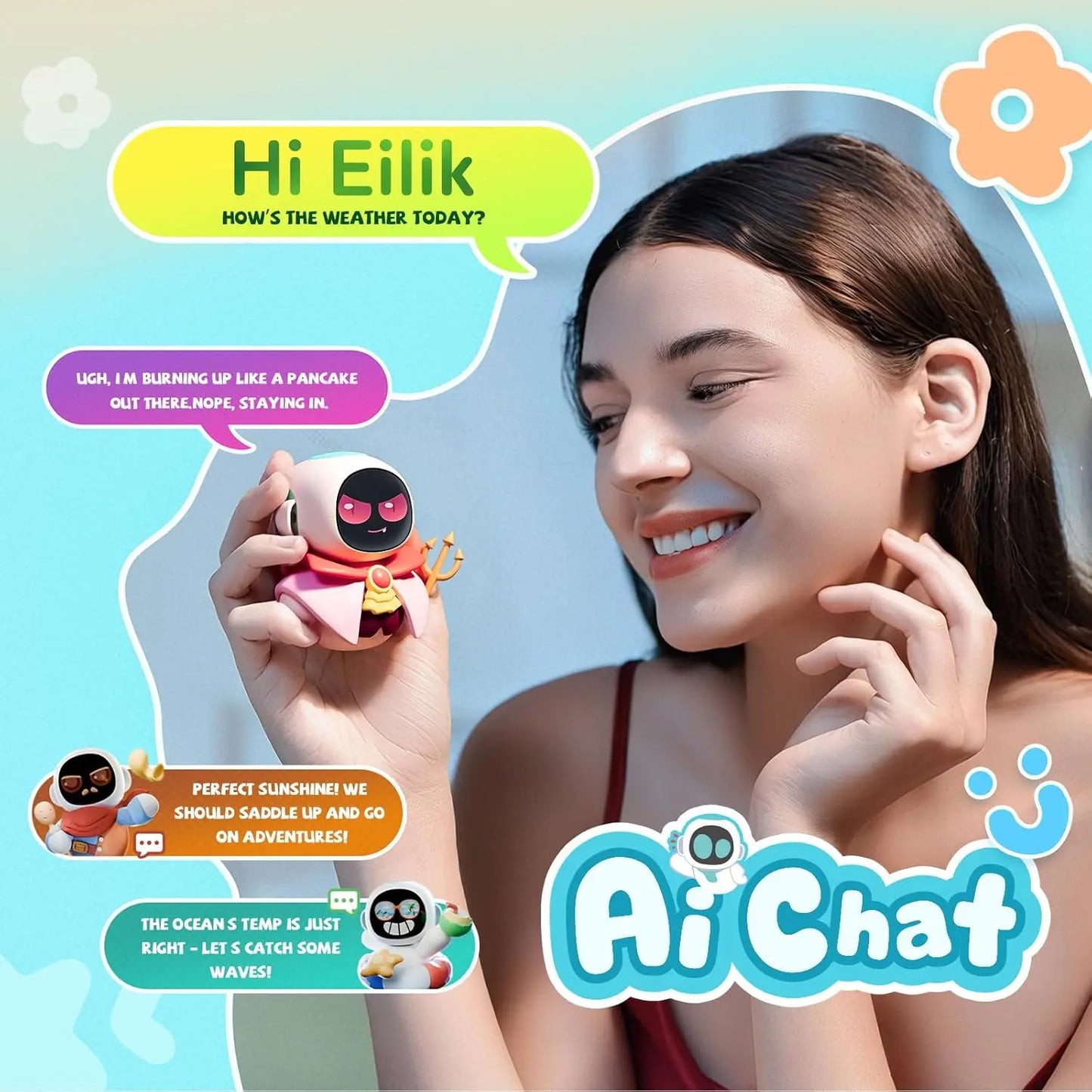 Pink Tiny AI Charm Robot Pendant for Kids