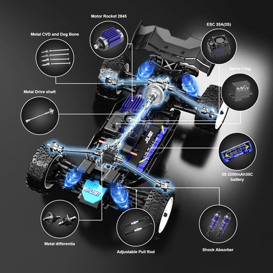 High Speed 80km/h 4WD Remote Control Drift Car Blue