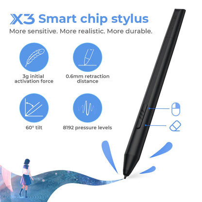 12 Inch Black Drawing Tablet with Stylus Support
