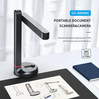 Cordless Autofocus Book Scanner with LED Desk Lamp