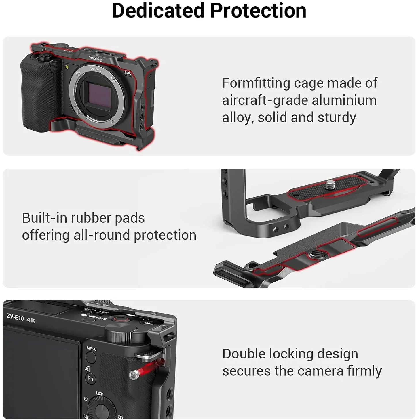 Vlogger Camera Cage Kit with Handle for Sony ZV-E10