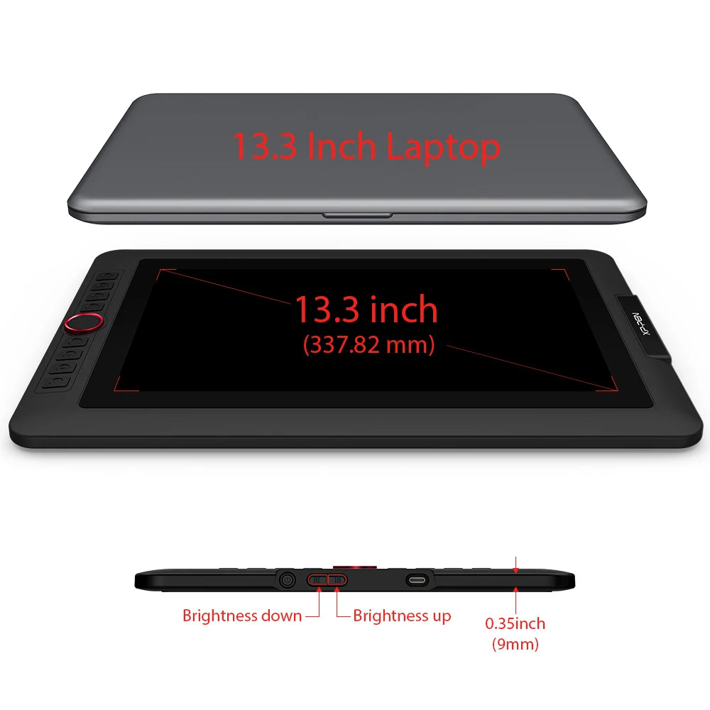 Full-Laminated 13.3 Inch Graphics Tablet with Tilt Support