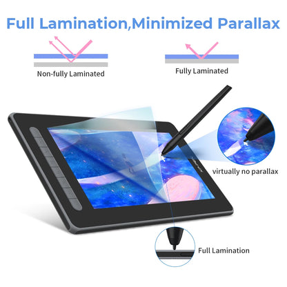 12 Inch Black Drawing Tablet with Stylus Support