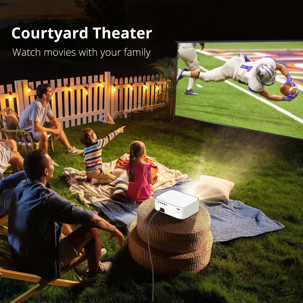 Portable 1080P Smart Android Projector with WiFi and 4K Support