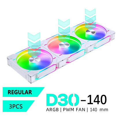 140mm ARGB PWM Case Fans 3 Pack with Quiet Cooling
