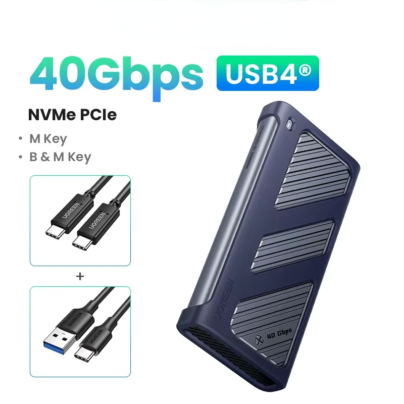 Portable 40Gbps NVMe M2 SSD Enclosure with Cooling Fan