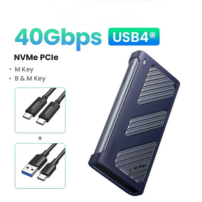Portable 40Gbps NVMe M2 SSD Enclosure with Cooling Fan