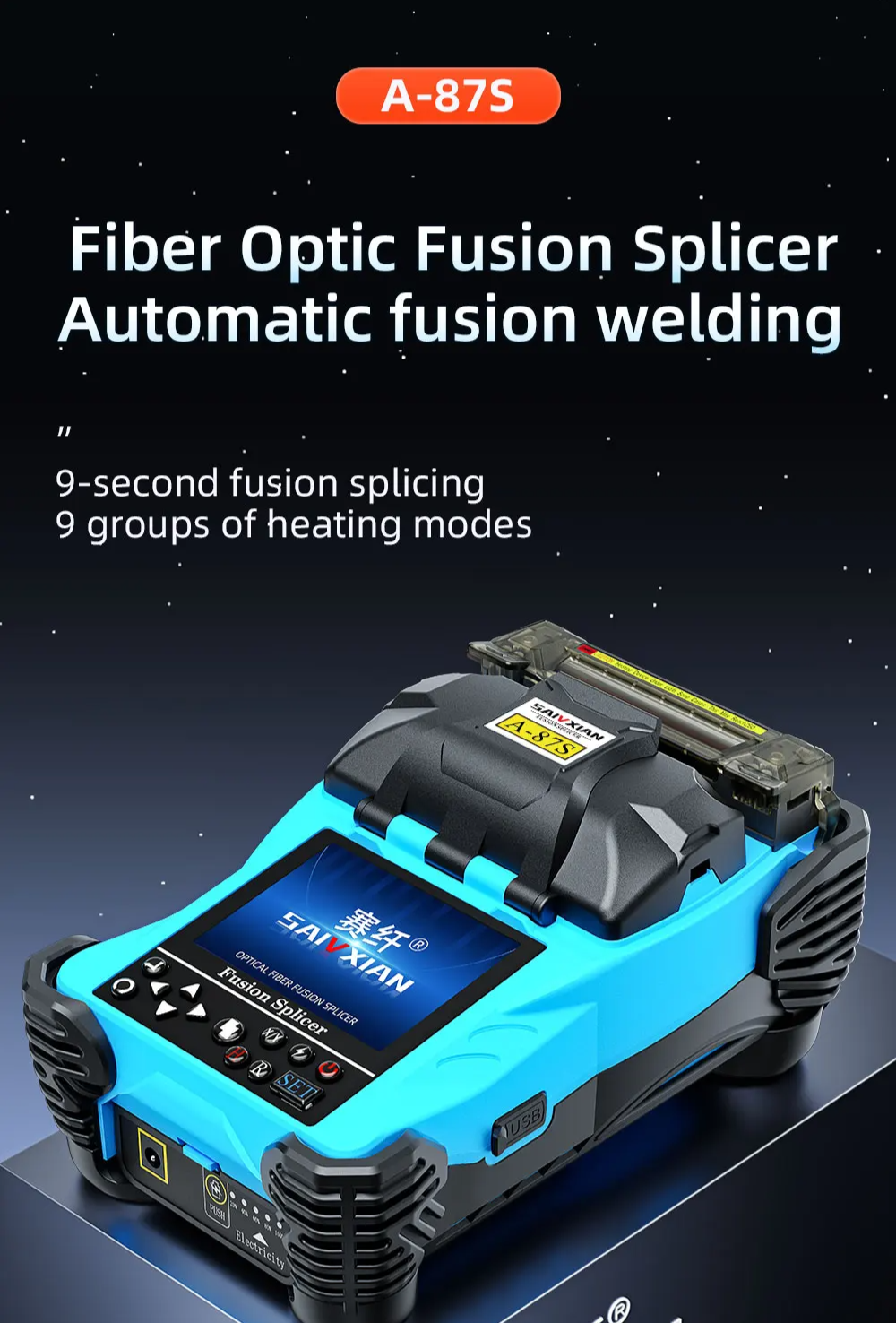 Black A-87S Automatic Fiber Optic Fusion Splicer Kit