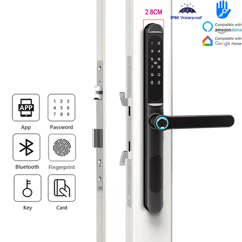 Waterproof Smart Sliding Door Lock Fingerprint Password App Control