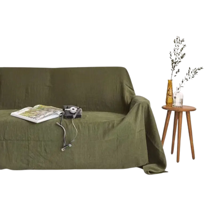 Sofa Slipcover Soft Couch Cover Avocado Linen