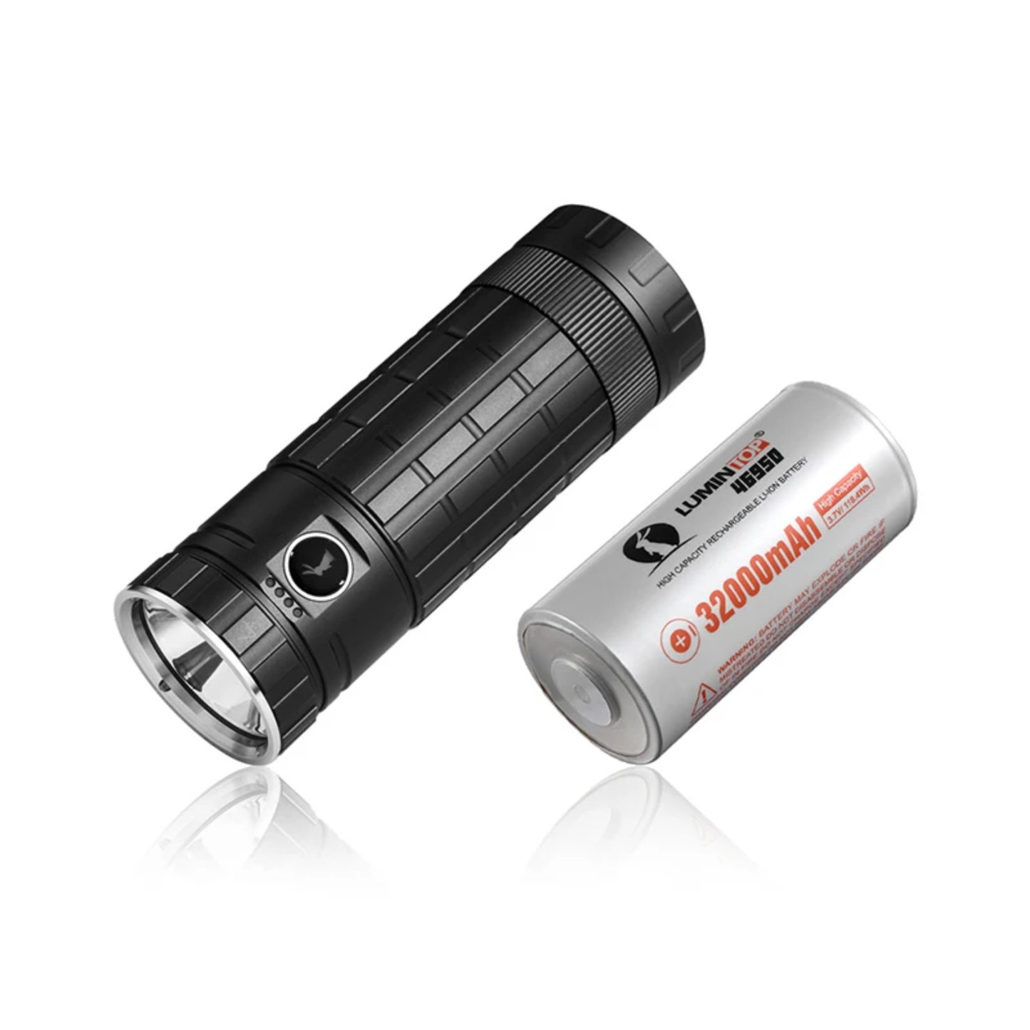 Black 1600LM Rechargeable Dual USB Outdoor Flashlight