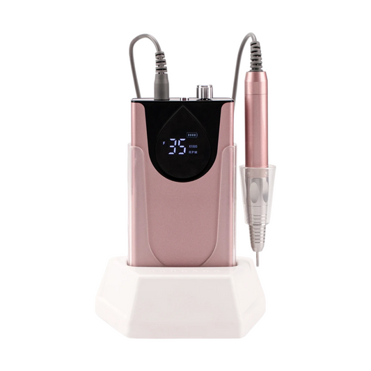 Portable Rose Gold Aluminium Nail Drill with Charging Station