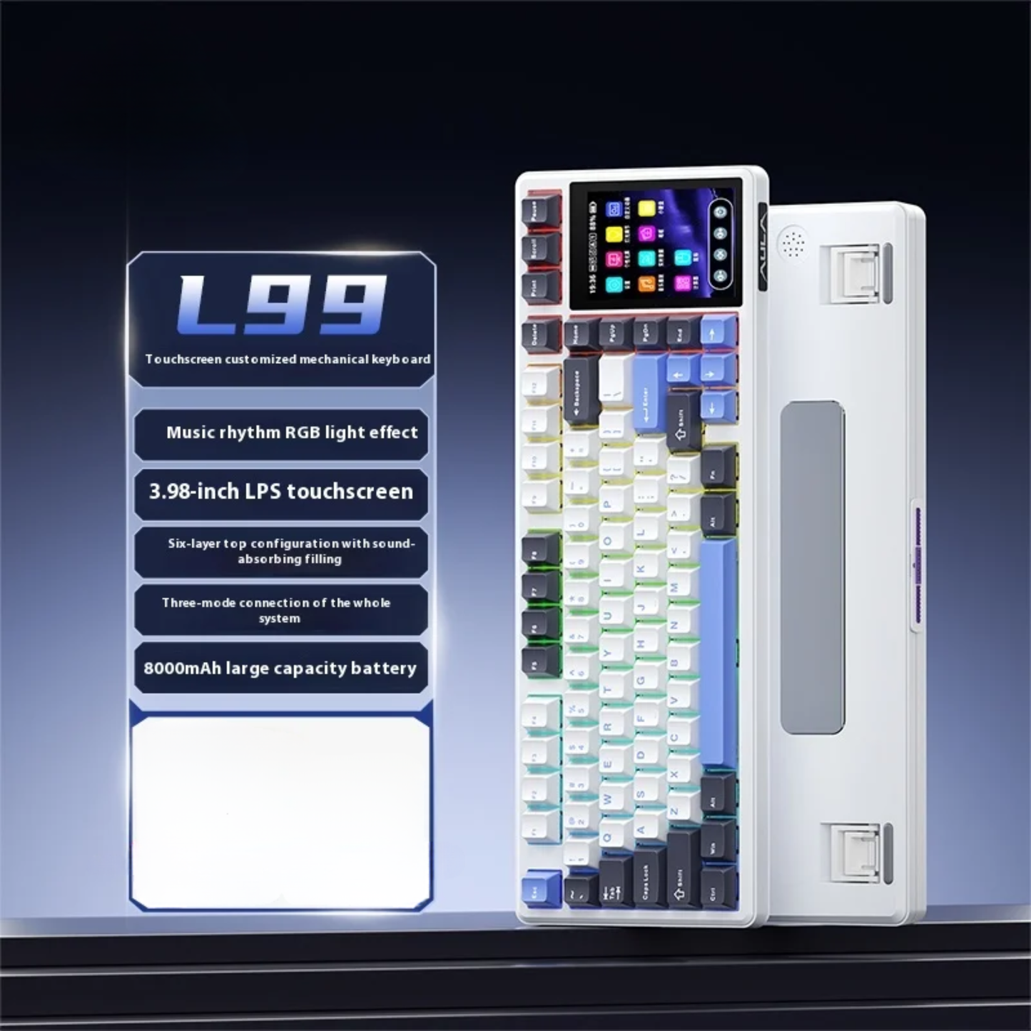 Wireless Mechanical Keyboard with Touch Display and RGB Lighting