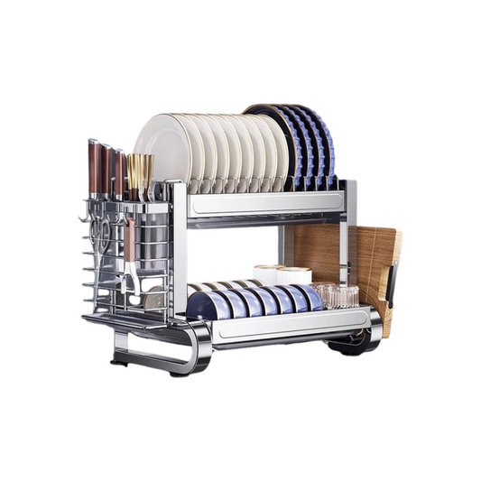 2 Tier Dish Drying Rack with Drainboard and Basket