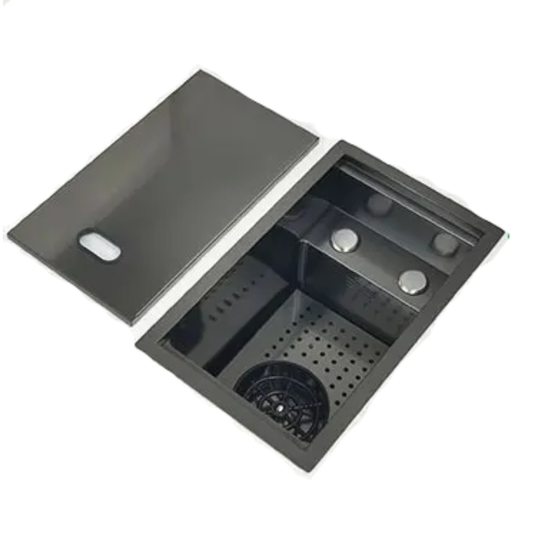 Compact Matte Black Bar Sink with Cup Washer