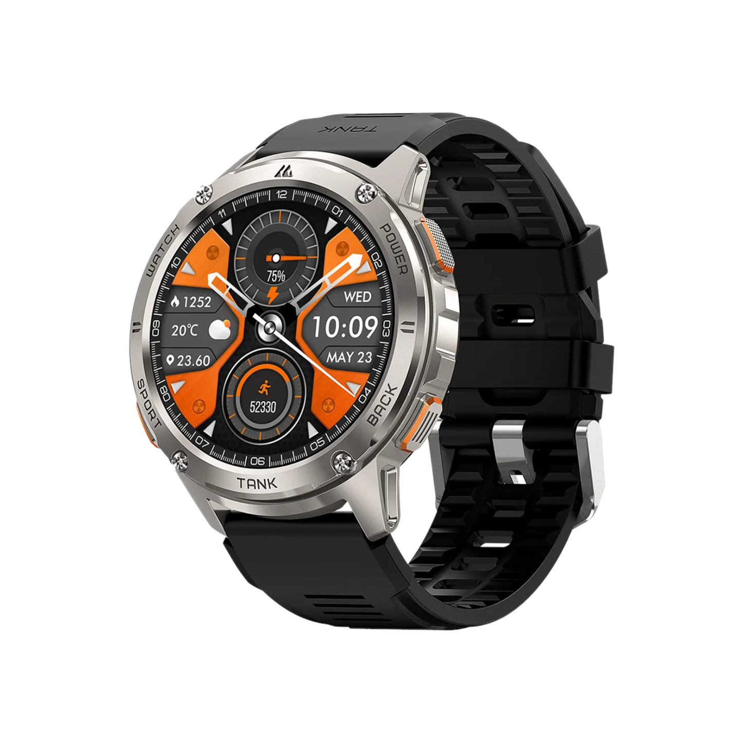 Tank T3 Smart Watch for Men Women Rugged Silver