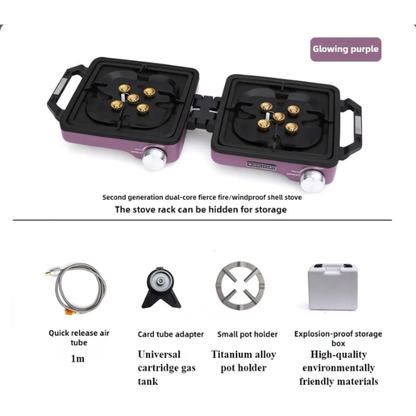 8800W Foldable Double Burner Camping Stove Purple