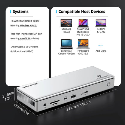 Thunderbolt 4 Docking Station Triple 4K Display with 96W Charging