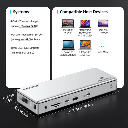 Thunderbolt 4 Docking Station Triple 4K Display with 96W Charging